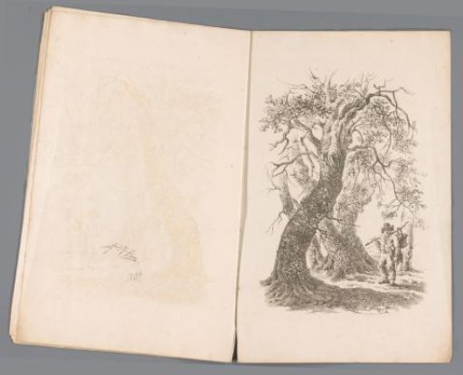 Man with a basket beside a tree