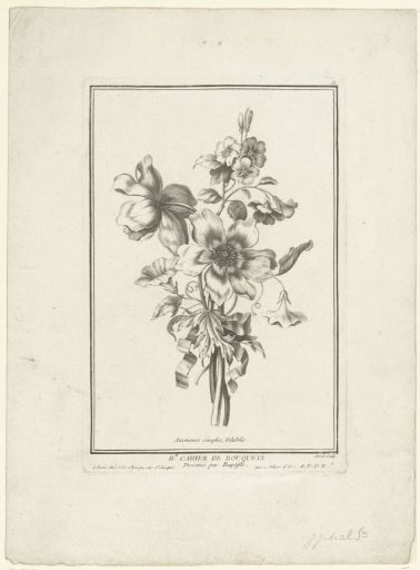 Bouquet of anemones and bindweed