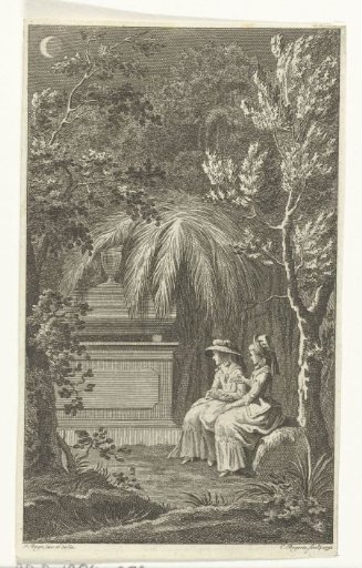 Two Ladies on a Churchyard near a Tomb