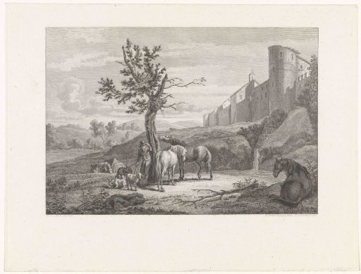 Shepherd with Cattle and Three Horses in a Landscape