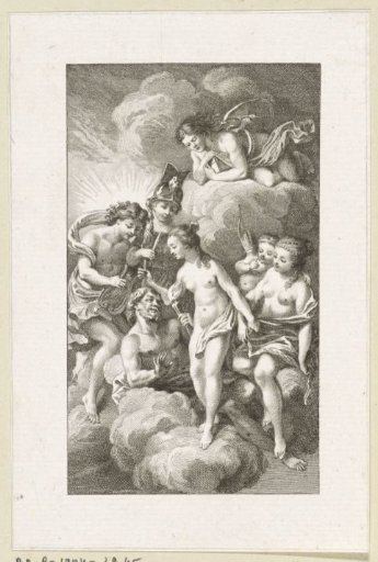 Venus, Apollo, and other gods and goddesses on the clouds