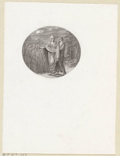 Mary leads Martha away from the grave of Lazarus and points out the grain
