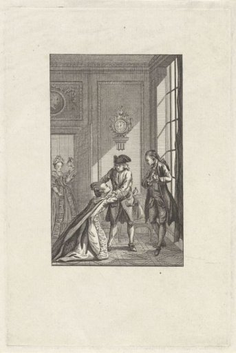 Woman kneels before a man