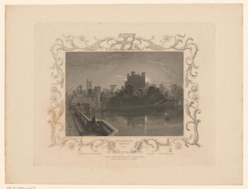 View of Rochester Castle from a bridge over the Medway