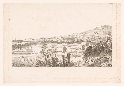 Landscape with a battle and fleeing inhabitants