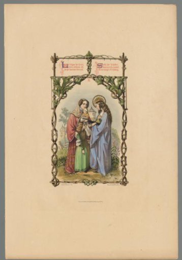 Woman with two children near a saint