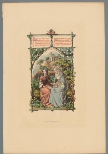 Two women seated in a landscape with a church