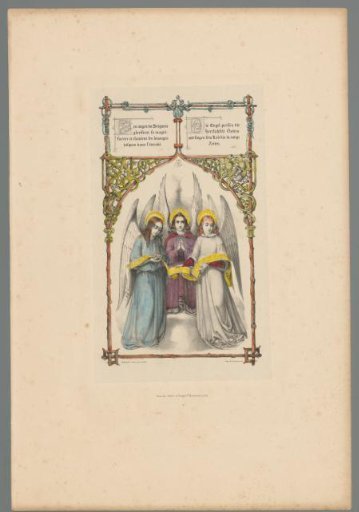 Three angels with a scroll