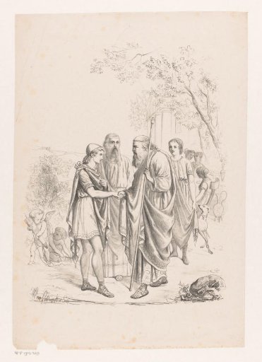 Telemachus visits Nestor on the island of Pylon