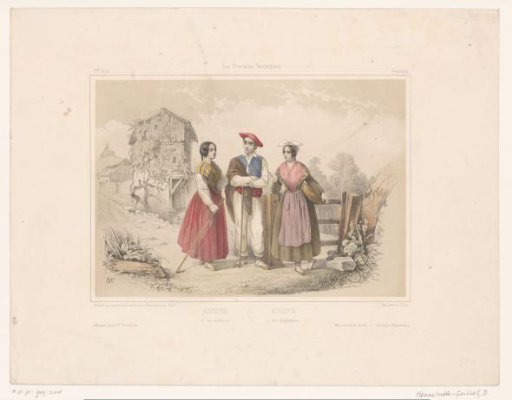 Three figures from Azcoitia in Basque costume
