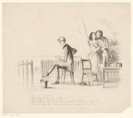 Fisherman and Kissing Couple