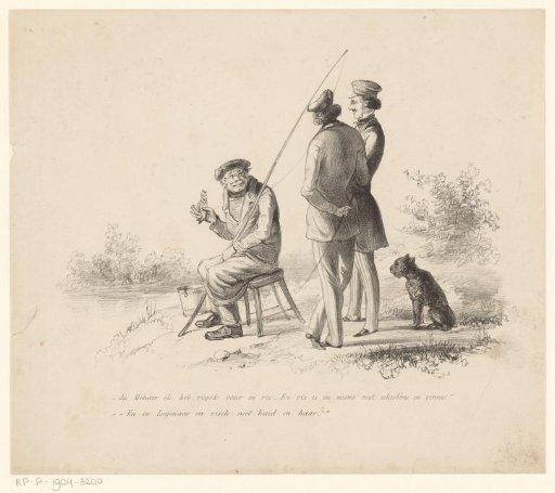 Fisherman in Conversation with Two Men