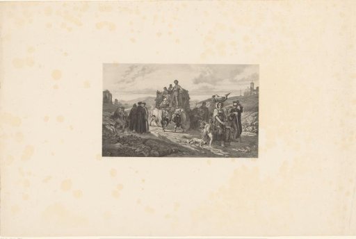 Figures in an Ox Wagon in an Italian Landscape