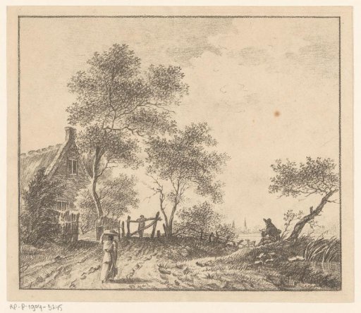 Landscape with Woman Carrying a Basket on Her Head