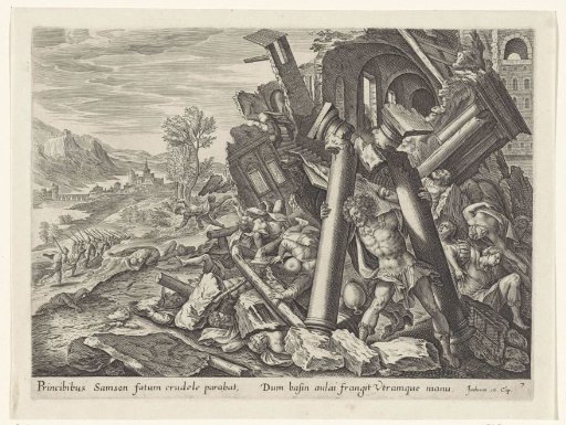 Samson destroys the pillars of the temple