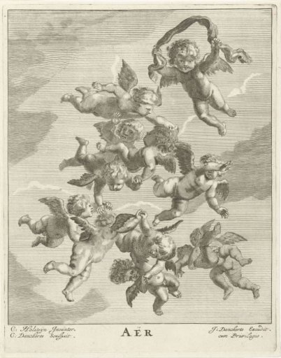 Putti tumbling through the air