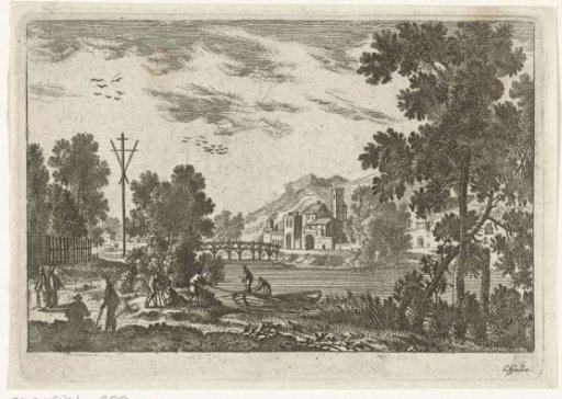 River Landscape with Towing Boat