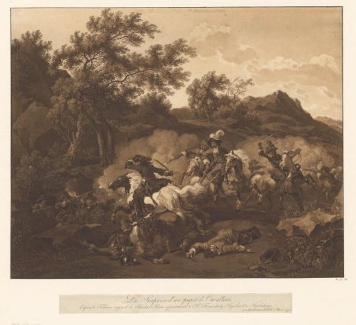 Landscape with an ambush of highwaymen on the cavalry