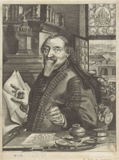 Portrait of August von Braunschweig-Lüneburg, Duke of Braunschweig-Wolfenbüttel, in his study