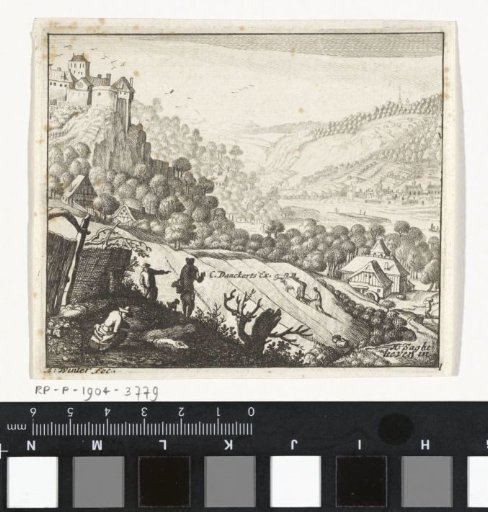 Mountainous landscape with a ploughman