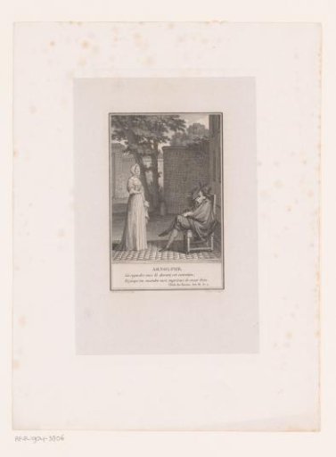 Arnolphe, Sitting on a Chair in a Courtyard, Addresses Agnès