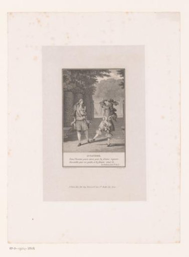Two Gentlemen in a Garden, One of Them Dancing