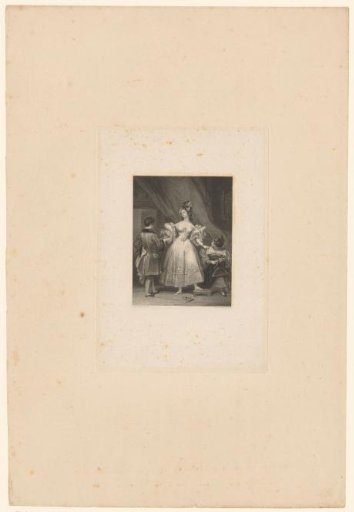 Young woman is handed a glass by a servant