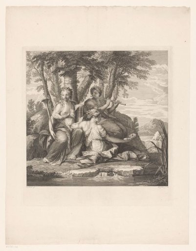Muses Clio, Thalia and Euterpe in a landscape