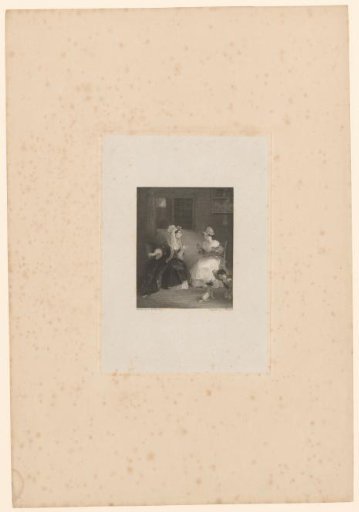 Two women talking on chairs and a boy playing with a dog
