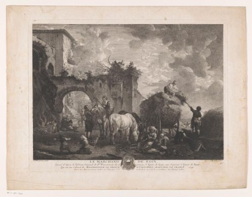 Hay seller in front of a house