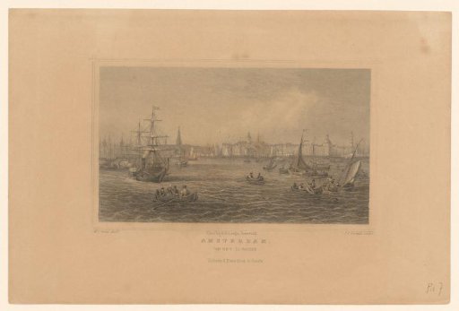 View of Amsterdam and the IJ with boats