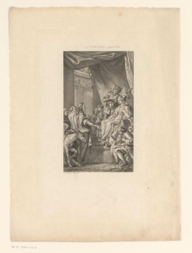 Scene from a poem with a crowned woman