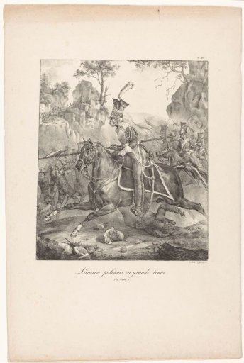 Polish lancer at full gallop on the battlefield