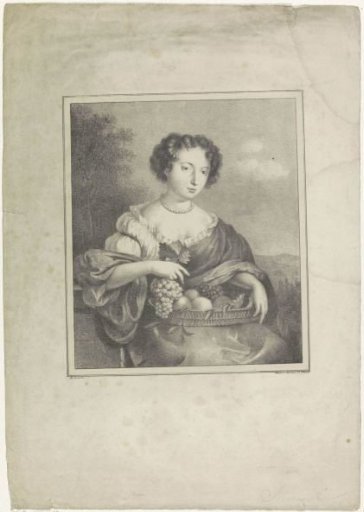Seated lady with a basket of fruit