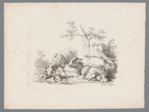 Landscape with a calf and a ram