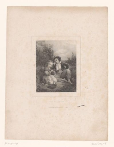 Two children, nephew and niece, in a garden