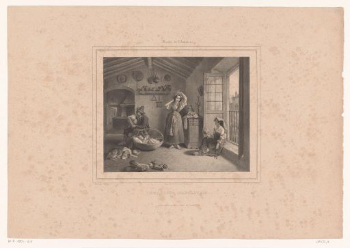 Neapolitan interior with bagpiper, baby and two women