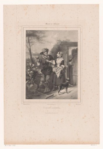 Gardener giving roses to a woman