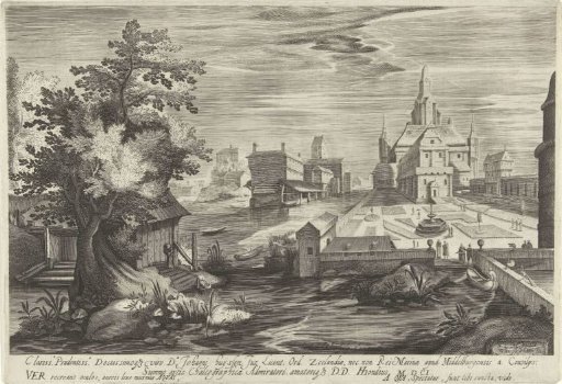 Spring, a landscape with a castle