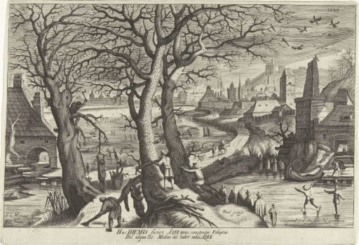 Winter, a landscape with woodcutters