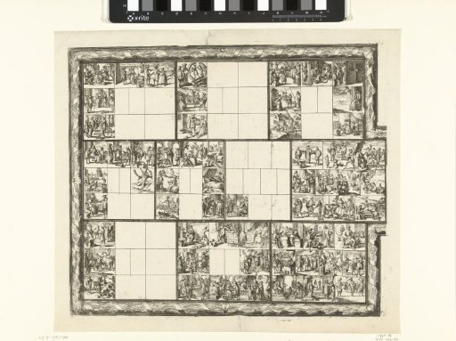 Sheet with dozens of small depictions of a legal nature (illustrations for 'Ars magna et admirabilis (...) Pandectarum tituli (...) ope figurarum emblematicarum'?)