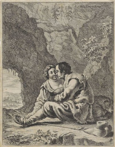 Man and Woman Embracing in a Cave