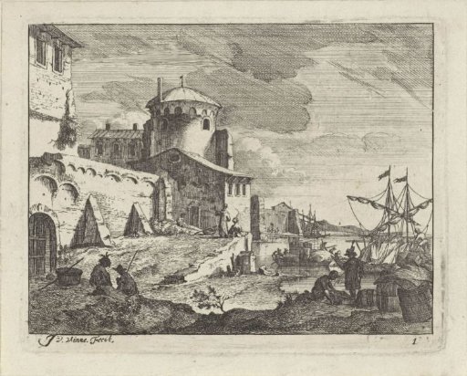View of a harbour town, A