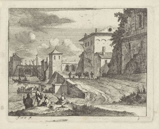 View of a harbour town, C