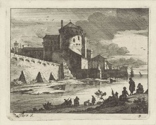 View of a harbour town, D