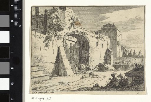 View of a harbour town, F