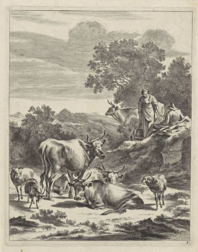 Shepherd and shepherdess with a bucket
