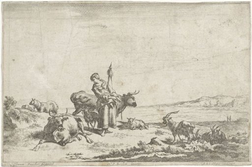 Shepherdess with Spinning Wheel on the Bank of a River