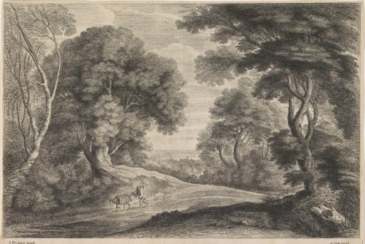 Forest Landscape with a Man and a Pack Donkey
