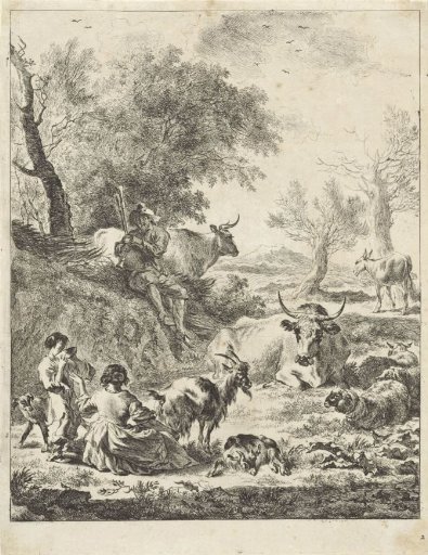 Landscape with drinking boy and bagpiper